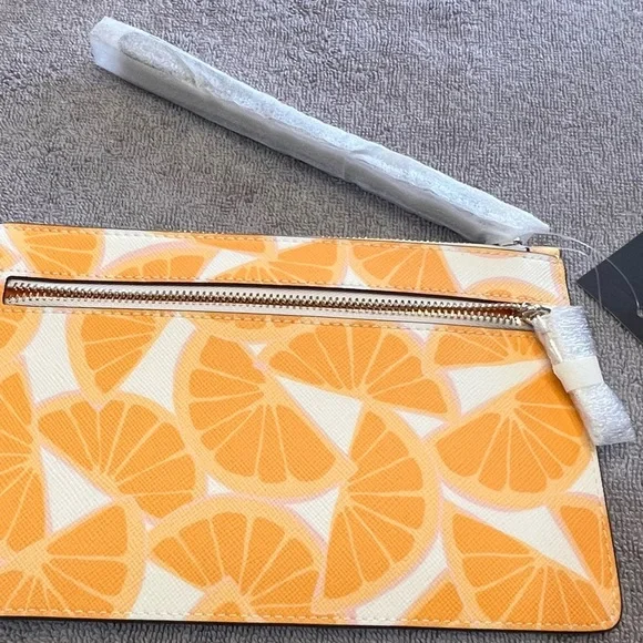 kate spade New York NWT gorgeous and fun Staci Orange Toss Medium L-Zip Wristlet - Picture 3 of 13